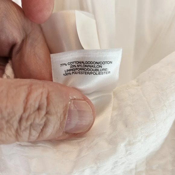 Pappagallo Women Natural White Seersucker Summer Dress Sz 10 Pockets - Picture 12 of 14